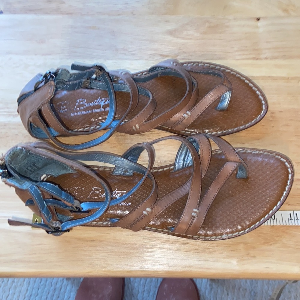 SE Boutique Brown Leather Gladiator Sandals - Picture 7 of 7
